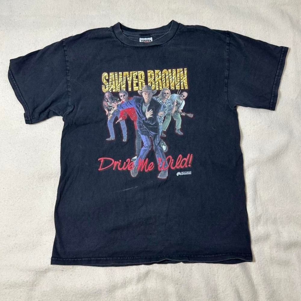 1993 Sawyer Brown band tee - black with multi-coloured graphics bandtee‎